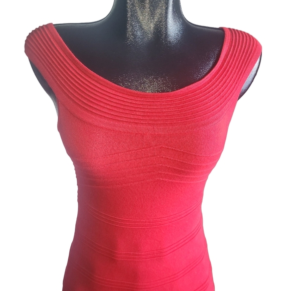 Forever 21 Red Off Shoulder Bodycon Dress S - Picture 2 of 6